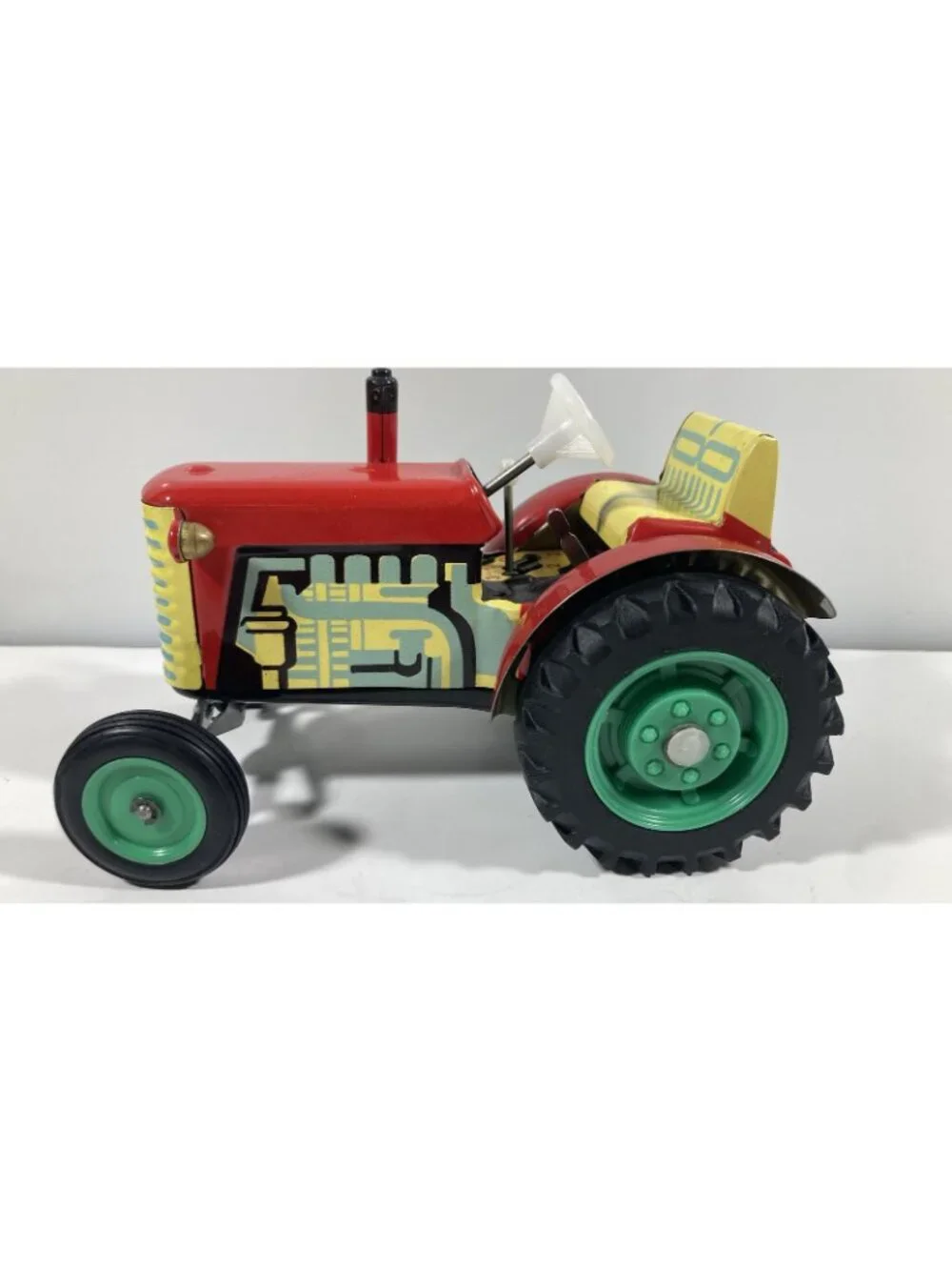 Vintage Kovap Zetor Czechoslovakia Tin Wind Up Toy Tractor & Trailer Used w/Box